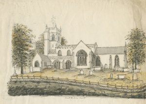 Madeley Church: vannfargetegning, nd [1762-1802] av Stebbing Shaw