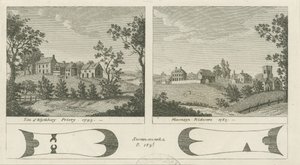 Mavesyn Ridware - Site of Blythbury Priory: gravering, 1795 av Stebbing Shaw