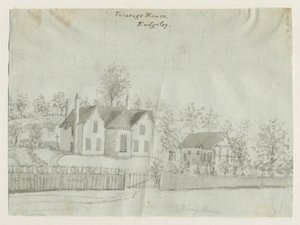 Rugeley Town - Vicarage: sepia vask tegning, nd [1762-1802] (tegning) av Stebbing Shaw