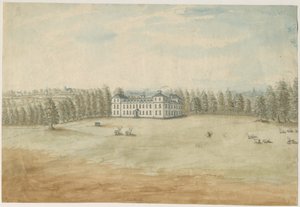 Sandwell Park - Hall: vannfargemaleri, nd [1762-1798] av Stebbing Shaw