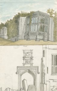 Tixall - Gothic Window and Heraldic Antiquities: akvarellmaleri, nd [1762-1802] (maleri) av Stebbing Shaw