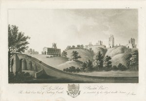Tutbury Castle - North East View: akvatintgravering, nd [c 1798] (trykk) av Stebbing Shaw