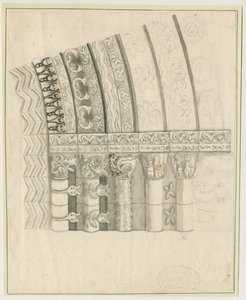 Tutbury Priory Church - West Doorway: penn- og sepia-tegning, nd [1762-1802]