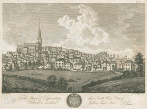 Walsall Town - North West View: gravering, nd [c 1798] av Stebbing Shaw