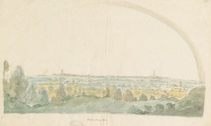 Wolverhampton - Fjernsyn fra Tettenhalls høyder: vannfargemaleri, nd [sent på 1700-tallet] av Stebbing Shaw