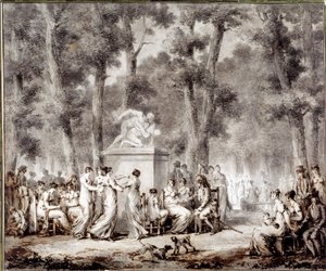 Utsikt over Tuileries-terrassen i 1807 World-utgang til parken. Tegning av Jean Pierre Norblin De La Gourdaine (1745-1830)
