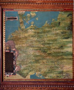 Tyskland-kort laget av Stefano Bonsignori (? -1589) italiensk kosmograf og maler. Rundt 1581. Firenze, Palazzo Vecchio, Sala del Mappamondo