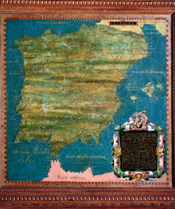 Spania og Portugal Kart laget av Stefano Bonsignori (? -1589) italiensk kosmograf og maler. Rundt 1581. Firenze, Palazzo Vecchio, Sala del Mappamondo