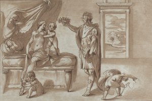 Mars tilbyr en blomsterkrans til Venus, 1760-90.