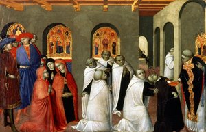 Det hellige sakraments mirakel, fra predellaen til Den hellige eukaristiens alter, 1423 (tempera på panel)