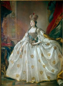 Portrett av den russiske imponen Katarina II den store (1729-1796) i hennes kroningskjolemaleri av Stefano Torelli (1712-1784) Eremitagemuseet fra 1700-tallet, St. Petersburg