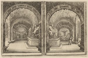 En grotte sett fra to forskjellige utsiktspunkter, sannsynligvis 1653. av Stefano della Bella