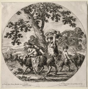 En Satyr-familie på reise av Stefano della Bella