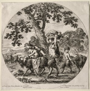 En Satyr-familie på reise. av Stefano della Bella