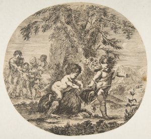 Et barn og et satyrbarn leker med en geit, ca. 1657. av Stefano della Bella