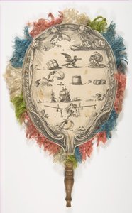 En fan med en rebus på Love på den ene siden Fortune på den andre, ca. 1639. av Stefano della Bella