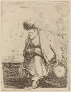 En gammel tyrker med turban på en stein av Stefano della Bella