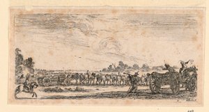Battle Scene, fra "Designs of Some Troop Conduct, Cannons, and Town Attacks" av Stefano della Bella