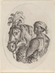 Svart brudgom med en arabisk hest av Stefano della Bella