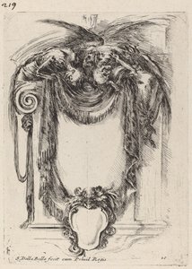 Cartouche suspendert fra lik av Stefano della Bella
