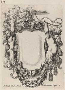 Cartouche with Infant Satyrs, 1647. av Stefano della Bella