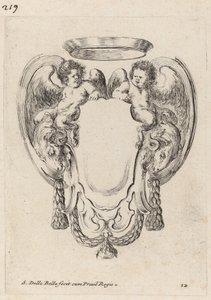 Cartouche with Rams and Infant Satyrs, 1647. av Stefano della Bella