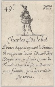 Charles 4.e- dit le bel Prince sage..., fra Game of the Kings of France Jeu des Rois..., 1644. av Stefano della Bella