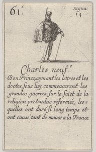 Charles neuf.-e Bon Prince..., fra Game of the Kings of France Jeu des Rois de France, 1644. av Stefano della Bella