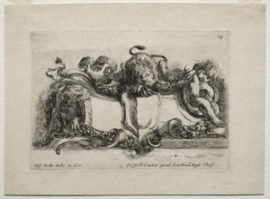 Samling av forskjellige caprices og nye design av kartusjer og ornamenter: nr. 18 av Stefano della Bella