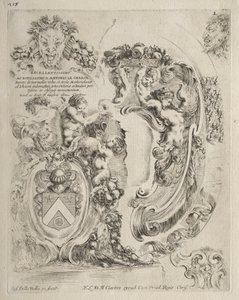 Samling av forskjellige caprices og nye design av kartusjer og ornamenter: nr. 2, dedikasjonsside av Stefano della Bella