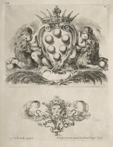 Samling av forskjellige caprices og nye design av kartusjer og ornamenter: nr. 6 av Stefano della Bella