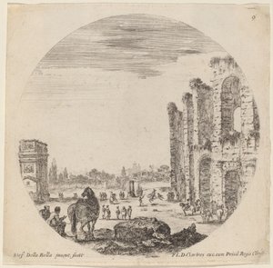 Colosseum og Konstantinbuen av Stefano della Bella