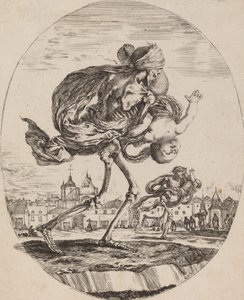 Døden bærer et barn til høyre, sannsynligvis 1648. av Stefano della Bella