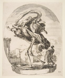 Død som bærer av en kvinne, fra De fem dødsfallene Les cinq Morts, ca. 1648. av Stefano della Bella