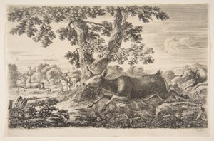 Hjortejakt, fra Animal hunts Jakt på forskjellige dyr, ca. 1654. av Stefano della Bella