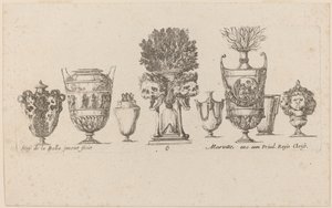 Fantastiske vaser, sannsynligvis 1646. av Stefano della Bella