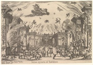 Femte scene, Inferno, fra gudenes ekteskap Le nozze degli Dei, 1637. av Stefano della Bella