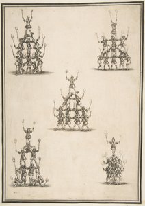 Fem grupper av akrobater, 1652. av Stefano della Bella