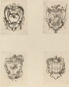 Fire emblemer til begravelsen til prins Francesco de Medici av Stefano della Bella
