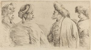 Fire tyrkere med turban av Stefano della Bella