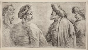 Fire tyrkere med turbaner av Stefano della Bella