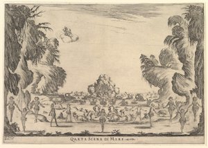 Fjerde scene, havet, fra gudenes ekteskap Le nozze degli Dei, 1637. av Stefano della Bella