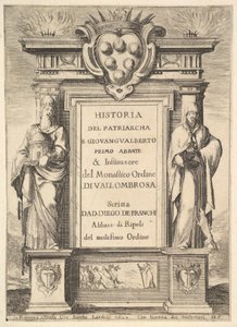Frontispice: et monument dekorert med Medicis våpenskjold øverst i midten, flammer a..., 1640. av Stefano della Bella