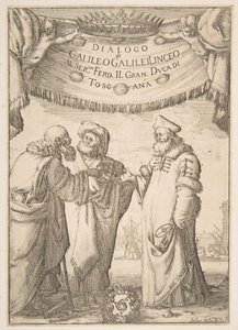 Frontispice for Dialogue av Galileo Galilei, 1632. av Stefano della Bella