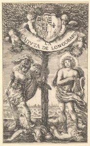 Frontispice for The Fall of Longobardi La Caduta de Longobardi, dikt av Sigismond B ..., 1656. av Stefano della Bella