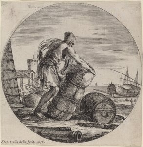 Bysseslave som drar lasten til et skip av Stefano della Bella