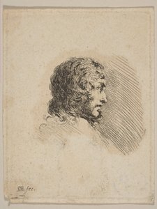 Leder av en ung mann i profil, fra Diverse portretter Recueil de Diverses Piéces S..., ca. 1647. av Stefano della Bella