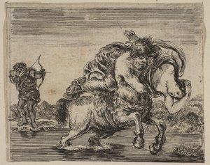Hercules og Deianira, fra Game of Mythology Jeu de la Mythologie, 1644. av Stefano della Bella