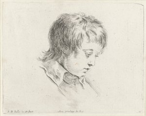 Hodet til en ung mann, ser ned til høyre Grunnleggende om tegning (serietittel) I principii del disegno (serietittel) av Stefano della Bella