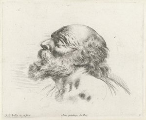 Hodet til en skallet gammel mann med skjegg, i profil til venstre (muligens St. Peter) Grunnleggende om tegning (serietittel) I principii del disegno (serietittel)